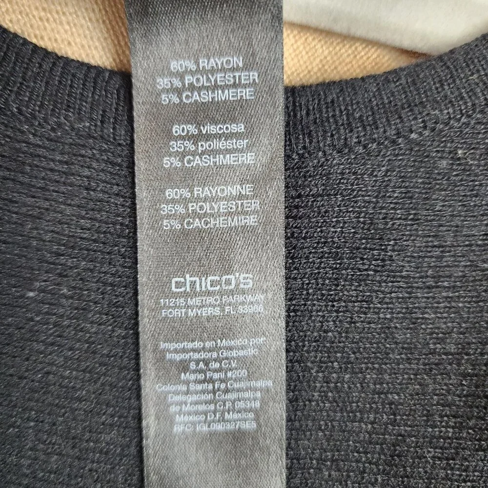 Chico's Black Label poncho style knit sweater  sz 3 / XL  5% cashmere soft